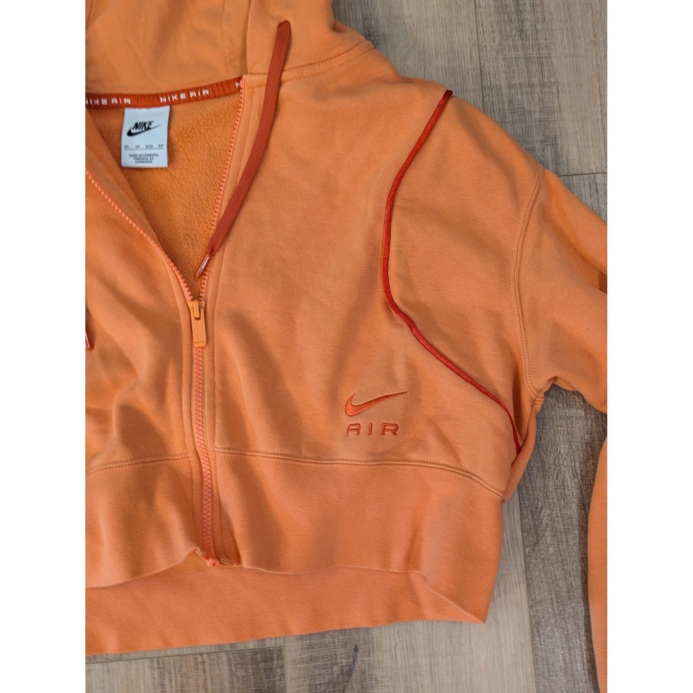Nike Air Cropped Full Zip Hoodie Womens XS Orange Sweatshirt Y2K Athleisure - Picture 3 of 10